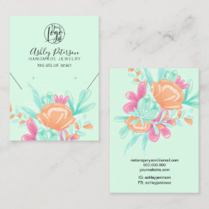 Aquamarin rosa Blumen Logo Schmuck Ohrring Halsket Visitenkarte