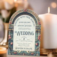 Aquamarin & rosa Elegante Art Nouveau Hochzeit