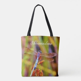 Aquamarin Rosa Lila Libelle mit Name Tasche
