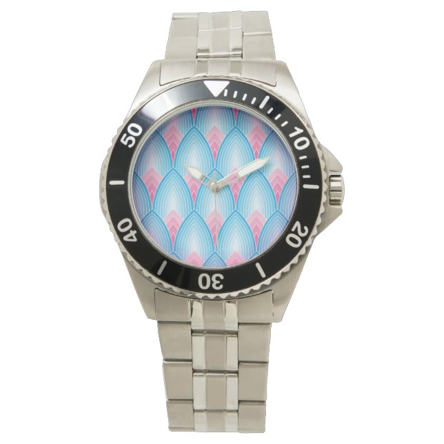 Aquamarin-rosa-Petrischale Armbanduhr (Vorderseite)