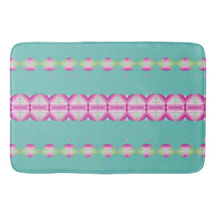 Aquamarin rosa und grüne Gemusterte Mat Badematte