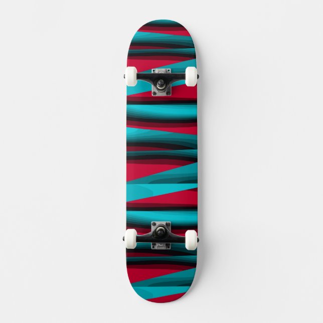 Aquamarin-rot Abstrakt Skateboard (Vorderseite)