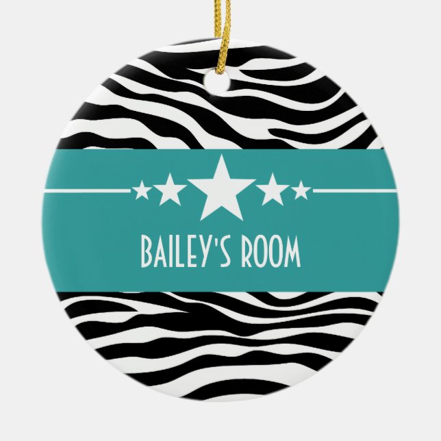 Aquamarin Sassy Star Zebra Ornament (Vorne)