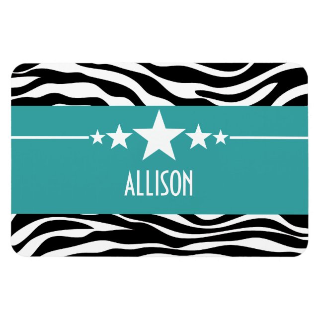 Aquamarin Sassy Star Zebra Premium Magnet (Horizontal)
