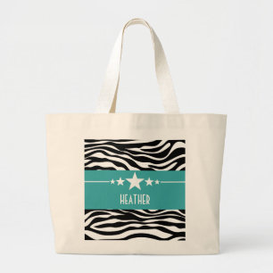 Aquamarin Sassy Star Zebra Tote Bag Jumbo Stoffbeutel
