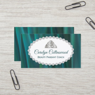 Aquamarin Satin Beauty Pageant Coach Business Card Visitenkarte