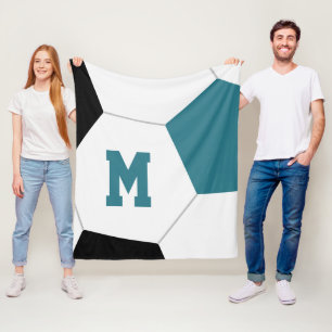 aquamarin Schwarz oder Ihr Teamfarbenfußball Fleecedecke