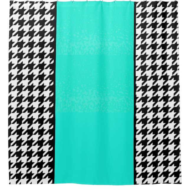 Aquamarin, schwarz und weiß Vintag Duschvorhang (Vorderseite)