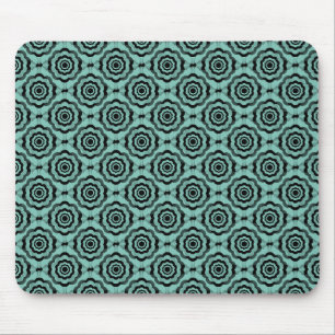 Aquamarin Schwarze Blume Nahtloses Muster Mousepad