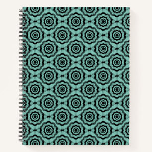 Aquamarin Schwarze Blume Nahtloses Muster Notizbuch