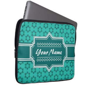 Aquamarin Scribble Hand Hrawn Floral Personalisier Laptopschutzhülle