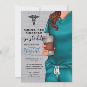 Aquamarin Scrubs Medical School Abschluss Einladun Einladung