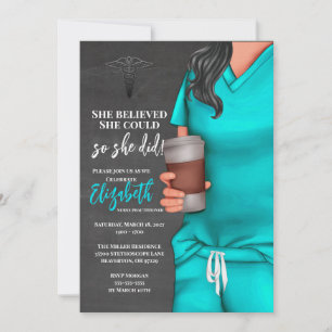 Aquamarin Scrubs Nursing School Abschluss Einladun Einladung