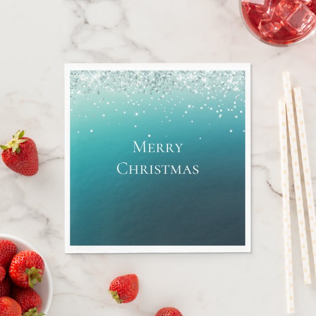 Aquamarin Silver Confetti Serviette (Beispiel)