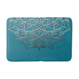 Aquamarin & Silver Mandala Elegant Minimal Marokka Badematte