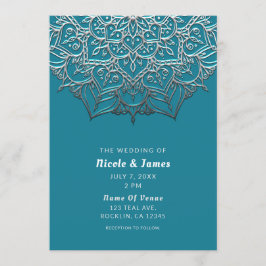 Aquamarin & Silver Mandala Elegantes Highlights Einladung