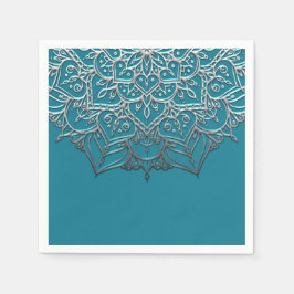 Aquamarin & Silver Mandala Elegantes Highlights Serviette