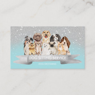 Aquamarin Silver Niedlich Sparkle Petsitter Dog Wa Visitenkarte