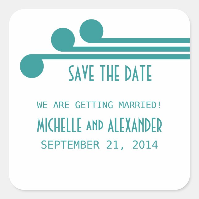 Aquamarin Simple Deko Chic Save the Date Stickers (Vorderseite)