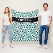 Aquamarin Soccer Balls Muster Kid Boy Girl Name