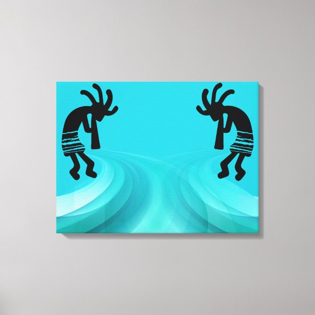 Aquamarin Southwestern Kokopelli Leinwanddruck (Vorderseite)