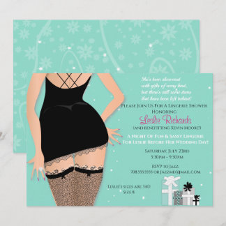 Aquamarin Sparkle Lingerie Bridal Dusche Einladung