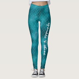 Aquamarin Sparkle Mermaid personalisiert Leggings