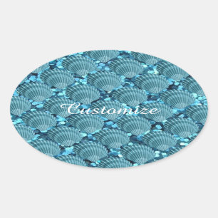Aquamarin Sparkle Seashell Stickers