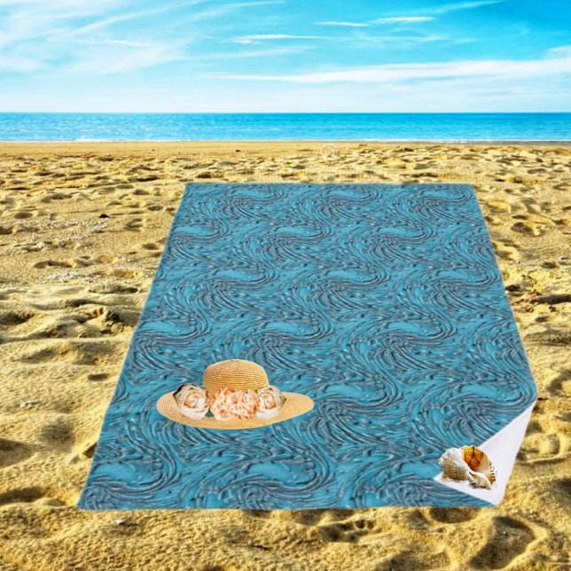 Aquamarin Strandtuch (Textured, editing, resembles carved stone, in this Embossed In Teal Beach Towel, design!)