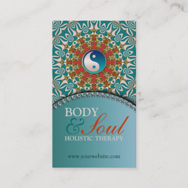 Aquamarin Sunshine New Age Yin Yang Business Card Visitenkarte (Vorderseite)