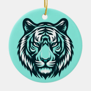 Aquamarin Tiger Keramik Ornament