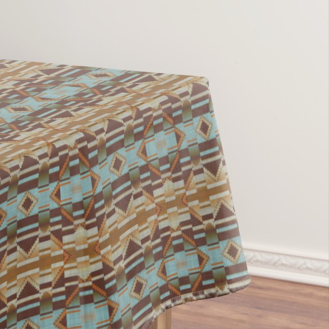 Aquamarin Türkis blau Orange Brown Tribal Art Tischdecke (Beispiel)