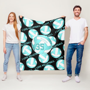 aquamarin türkis gürrisch I Liebe Volleyball Fleecedecke