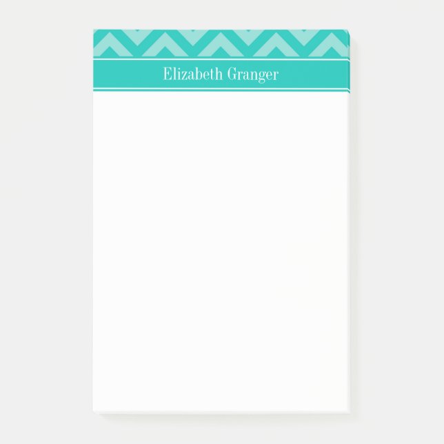 Aquamarin Türkis LG Zickzack Aquamariner Name Mono Post-it Klebezettel (Vorderseite)