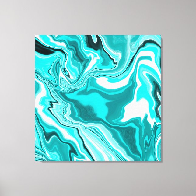 Aquamarin, türkis und weißer Marmor Leinwanddruck (Vorderseite)