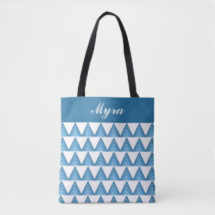 Aquamarin Türkisblau Aqua Geometrie Personalisiert Tasche
