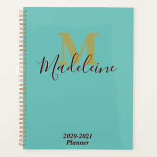 Aquamarin türkisblaue Monogram Big Ideas 2021 Planer