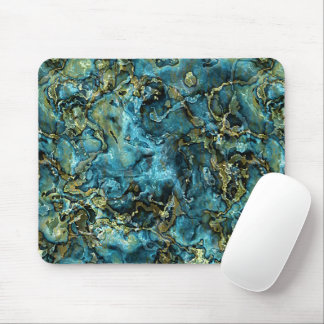 Aquamarin türkisfarbene Imitate Gold Mineralien Mu Mousepad