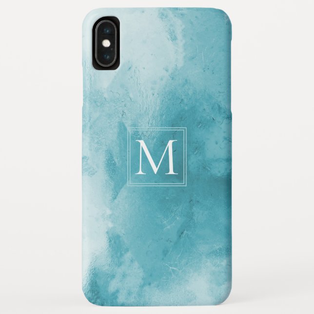 Aquamarin türkisfarbener Marmor | Monogramm Case-Mate iPhone Hülle (Rückseite)