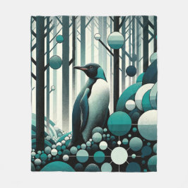 Aquamarin türkisfarbener Pinguin im Art-Déco-Stil Fleecedecke