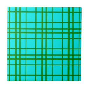 Aquamarin türkisfarbenes Tartan Kariertes Muster Fliese