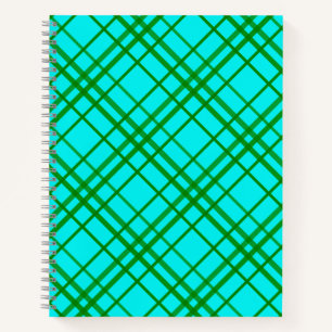 Aquamarin türkisfarbenes Tartan Kariertes Muster Notizbuch