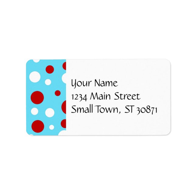 Aquamarin türkisfarbenes, weißes Polka Dots-Muster Adressaufkleber (Vorne)