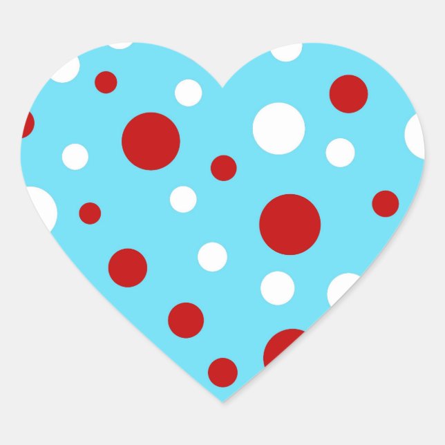 Aquamarin türkisfarbenes, weißes Polka Dots-Muster Herz-Aufkleber (Vorderseite)