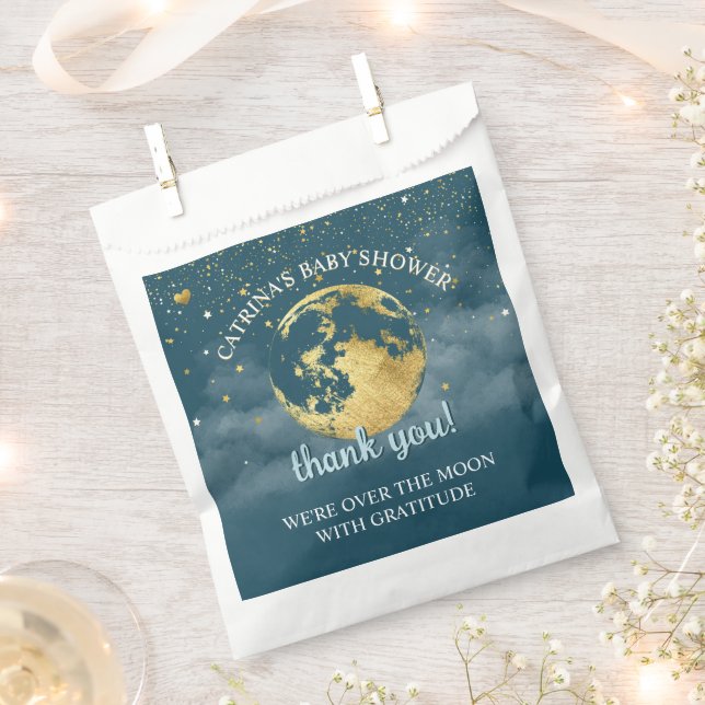 Aquamarin über Mond und Sternen Celestial Baby Dus Geschenktütchen (Ausgeschnitten)
