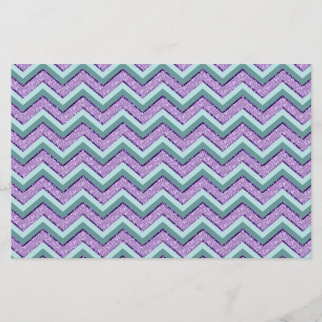 Aquamarin und Amethyst ZigZag Briefpapier (Vorderseite)