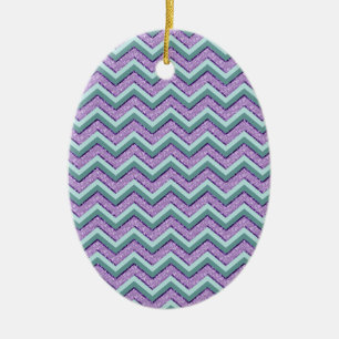 Aquamarin und Amethyst ZigZag Keramik Ornament