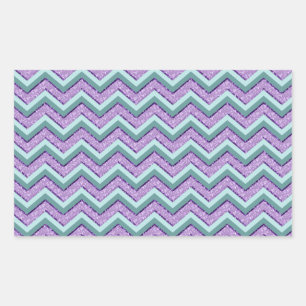Aquamarin und Amethyst ZigZag Rechteckiger Aufkleber