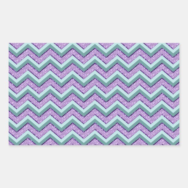 Aquamarin und Amethyst ZigZag Rechteckiger Aufkleber (Vorderseite)