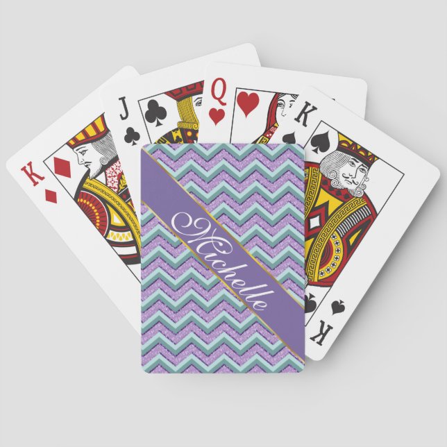 Aquamarin und Amethyst ZigZag Spielkarten (Rückseite)